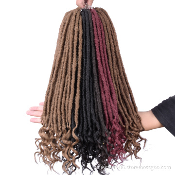 synthetic Crochet  Braids Hair Curly Goddess Faux Locs Looped Dreadlocks Twist 18inch Ombre Color Soft Wavy Ombre Faux Locs